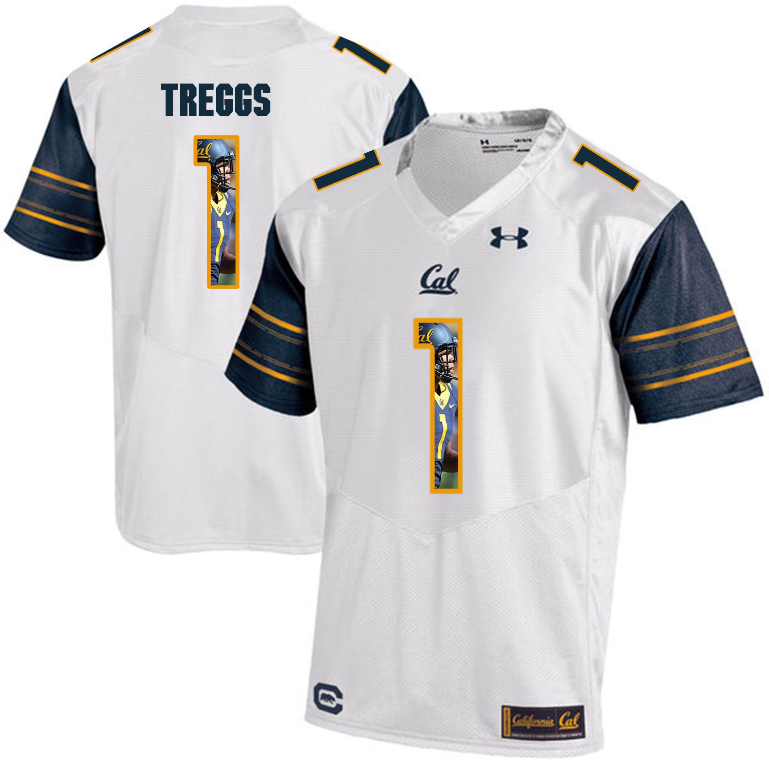 Men California Golden Bears #1 Bryce Treggs White Customized NCAA Jerseys